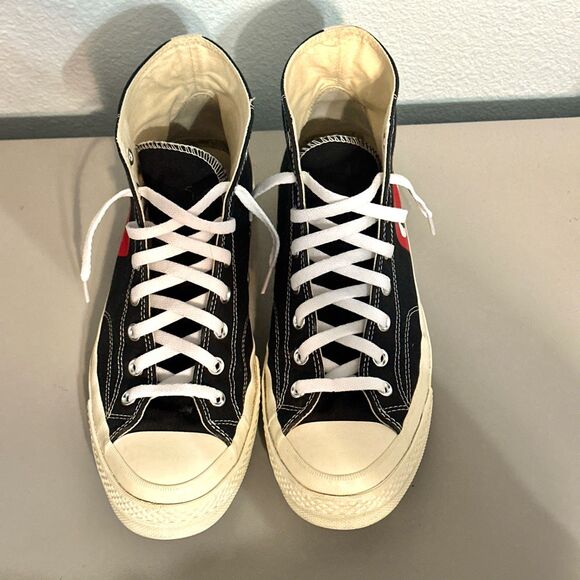 Converse Play High Top Sneakers Mens Size 11 Black Lace-Up Comme De Garcons - Picture 3 of 15